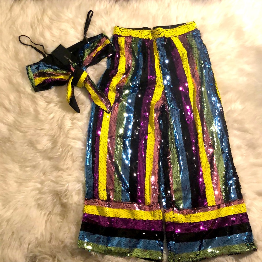 Fashio Nova Sequin Culotte Set